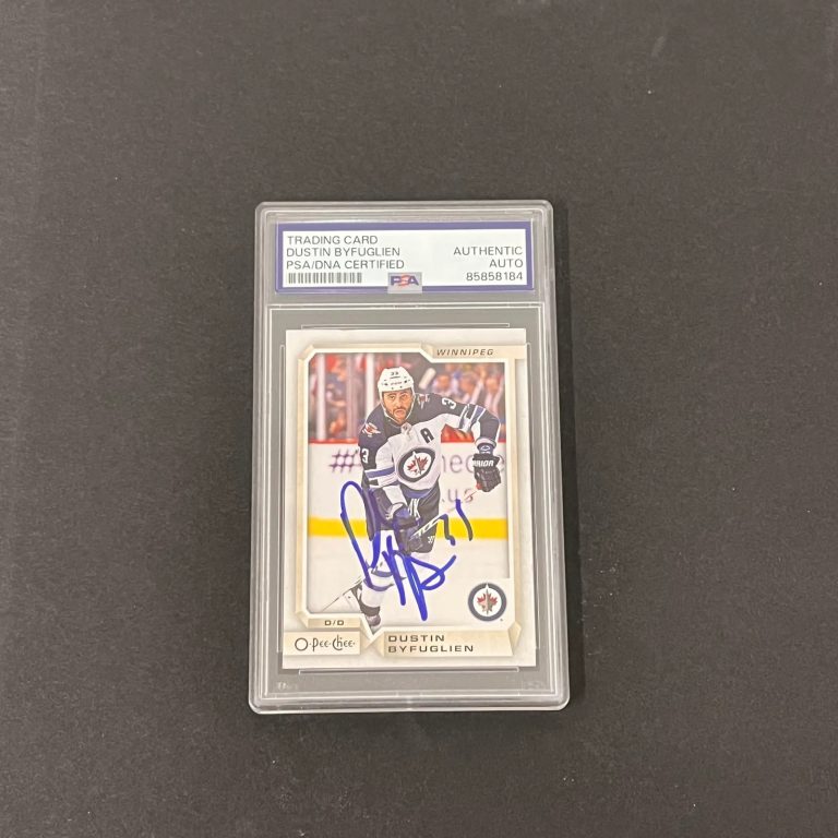 2018-19 O-Pee-Chee Hockey #244 Dustin Byfuglien Signed Card PSA Winnipeg Jets