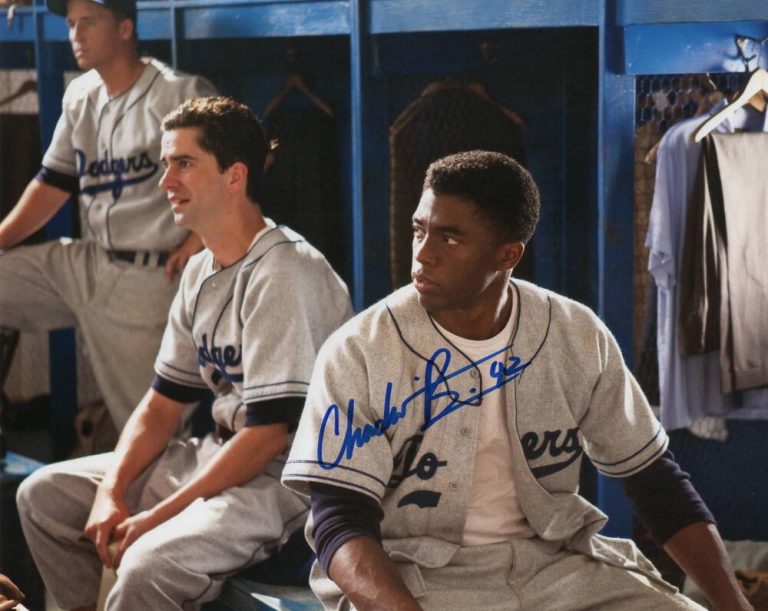 Chadwick Boseman Signed Autograph 8x10 Photo - Jackie Robinson in 42 JSA COA
