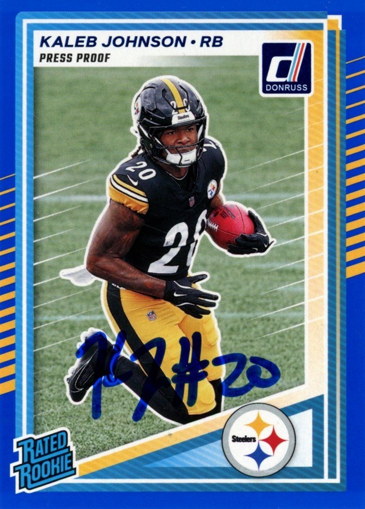 Kaleb Johnson Autographed 2025 Donruss Blue Press Proof #322 Card Beckett 56998