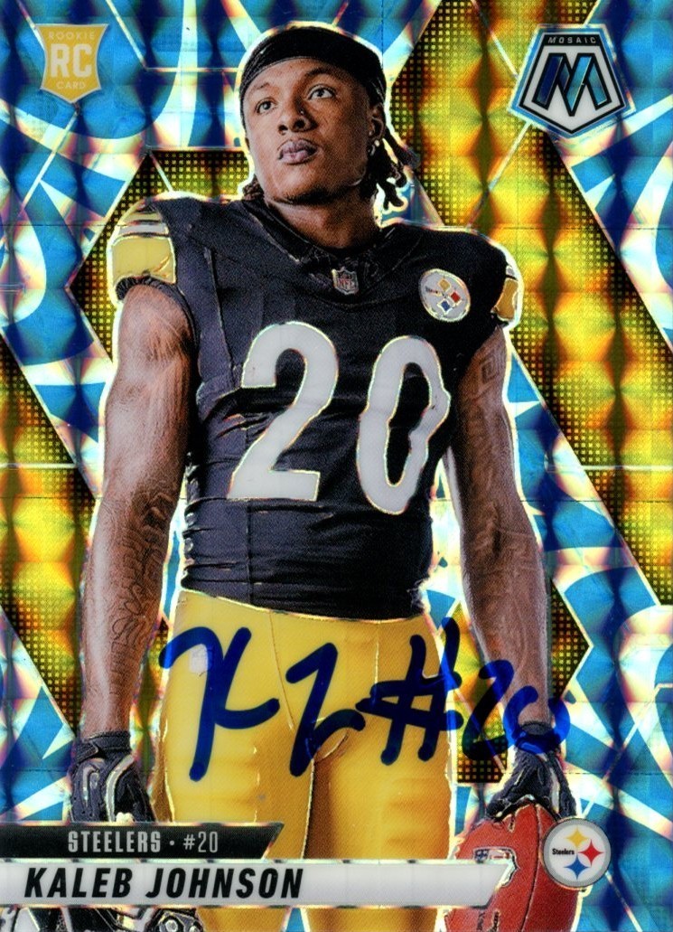Kaleb Johnson Autographed 25 Panini Mosaic Reactive Blue #289 Card Beckett 57007