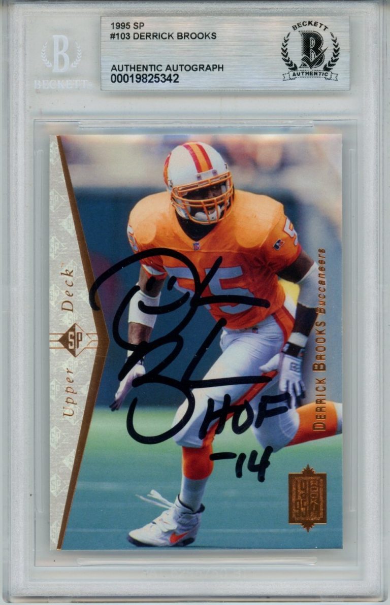 Derrick Brooks Autographed 1995 UD SP #103 w/HOF Trading Card Slab Beckett 57067
