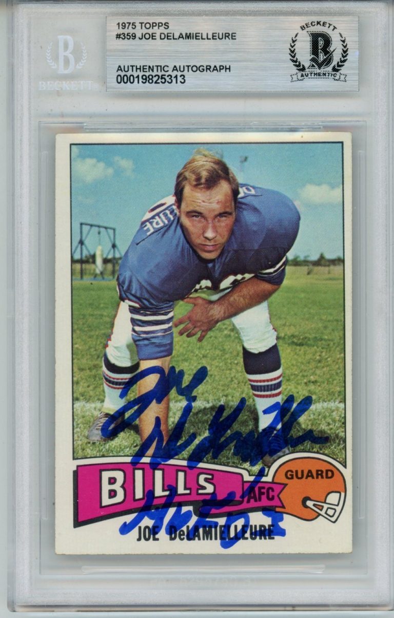 Joe Delamielleure Autographed 1975 Topps #359 HOF Card Slab Beckett 57058