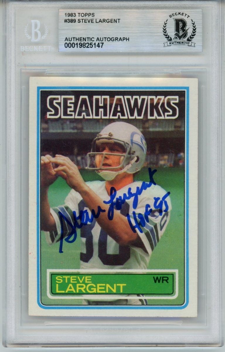Steve Largent Autographed 1983 Topps #389 Trading Card Slab Beckett 57120
