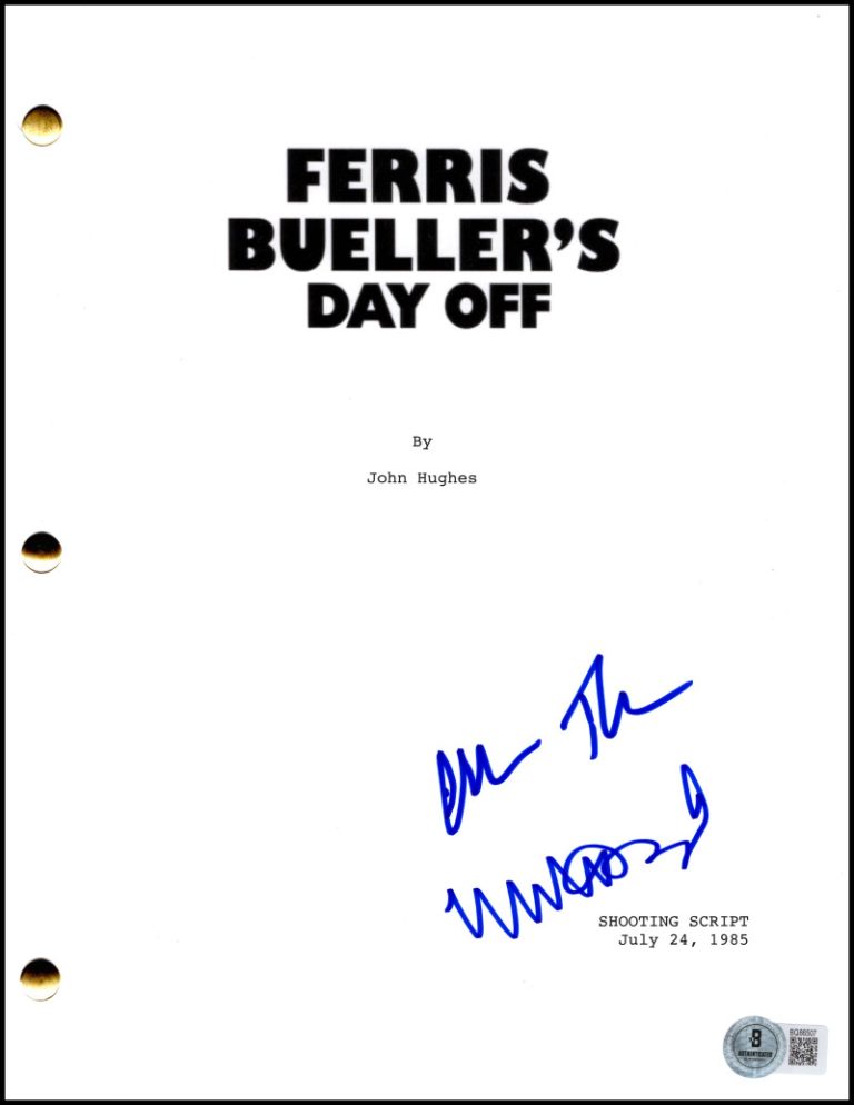 Matthew Broderick & Alan Ruck Signed Autograph Ferris Bueller Script Beckett COA