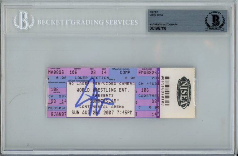 John Cena Autographed WWE Summerslam 08/26/2007 Ticket Slab Beckett 57195