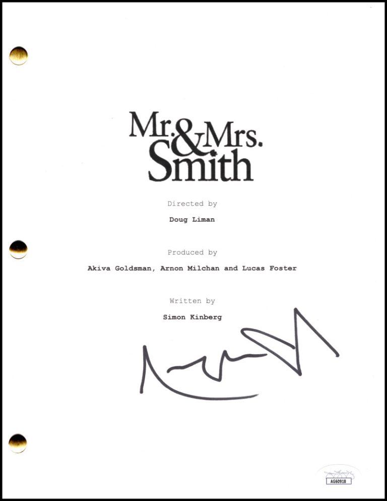 Angelina Jolie Signed Autograph Mr & Mrs Smith Full Script Screenplay w/ JSA COA