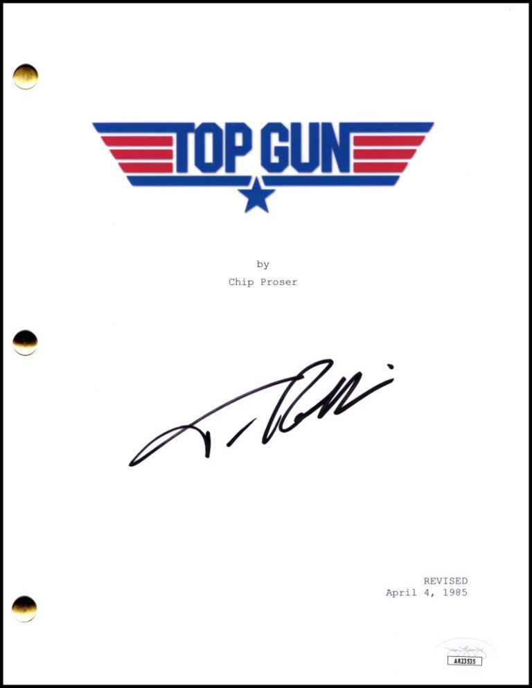 Tim Robbins Signed Autograph Top Gun Movie Script Screenplay - Merlin w/ JSA COA