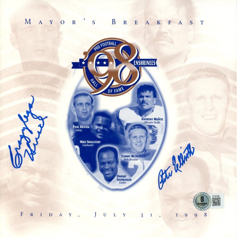Elroy Hirsch Pete Elliott Signed HOF 1998 Mayor Breakfast Program Beckett 57202