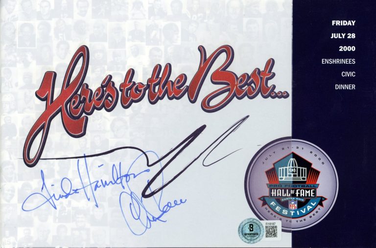 Chris Berman Linda Hamilton Signed '00 Enshrinees Dinner Program Beckett 57200