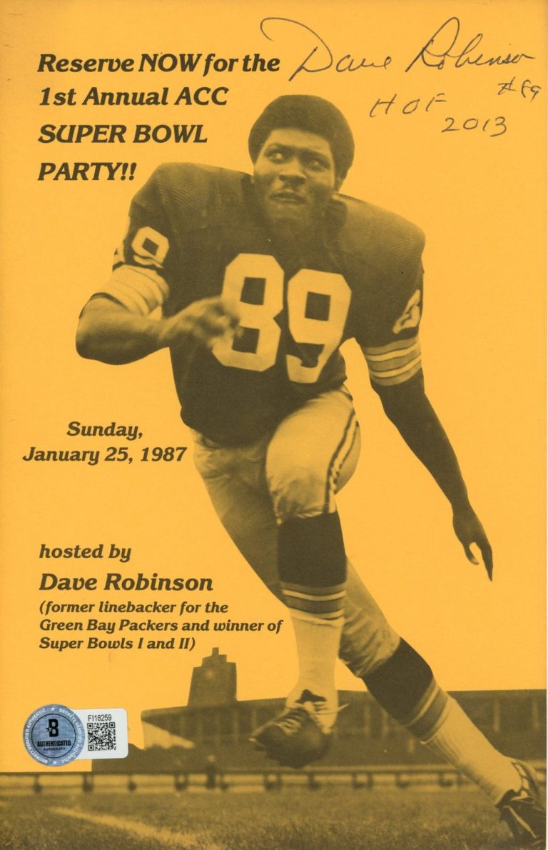 Dave Robinson Signed Green Bay Packers Akron City Club Pamphlet Beckett 57231