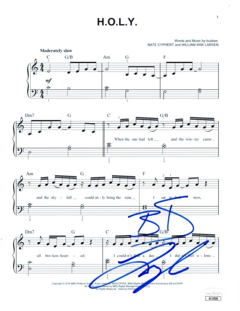 Florida Georgia Line Band (Brian & Tyler) Signed Autograph HOLY Sheet Music JSA