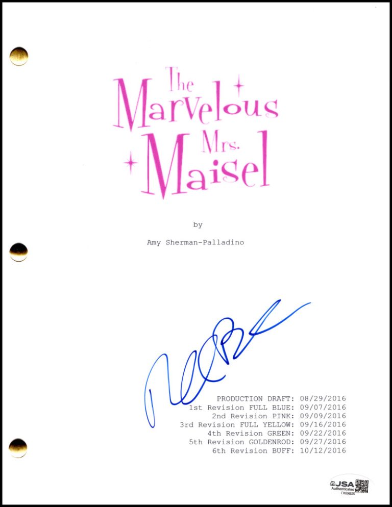 Rachel Brosnahan Signed Autograph The Marvelous Mrs Maisel Pilot Script JSA COA