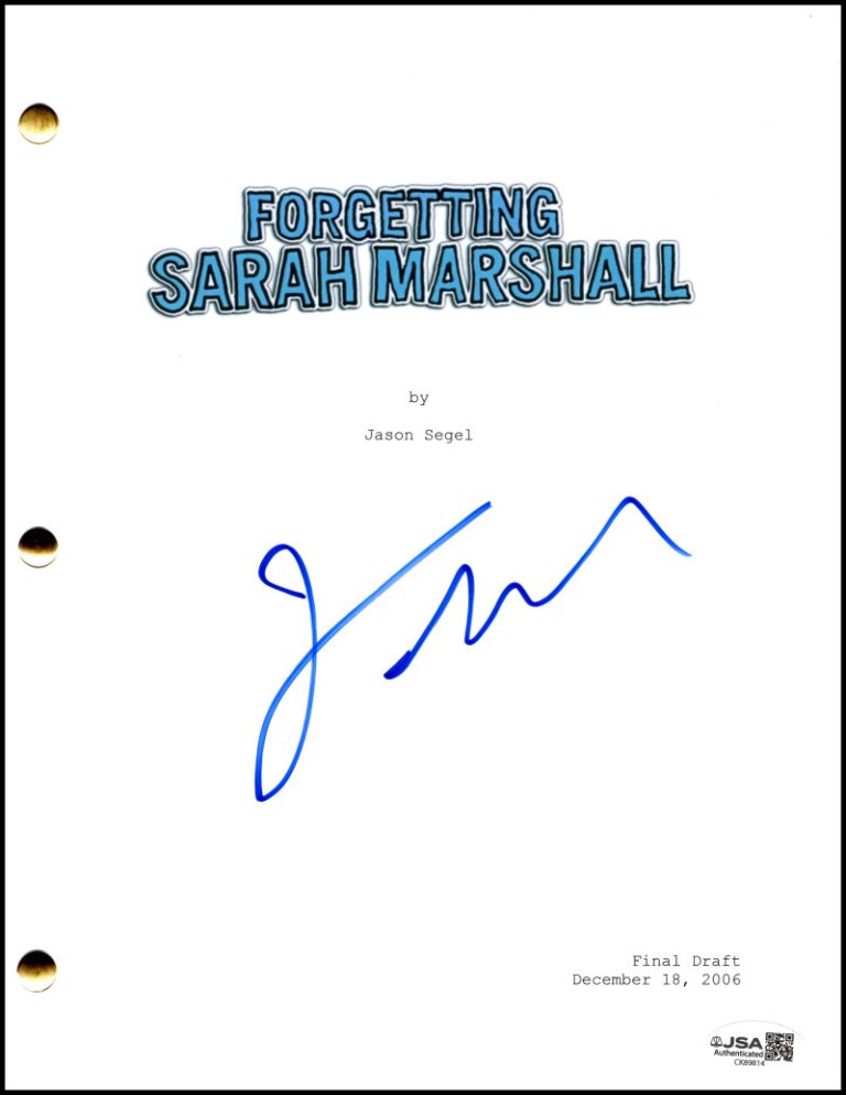 Jason Segel Signed Autograph Forgetting Sarah Marshall Script Screenplay JSA COA