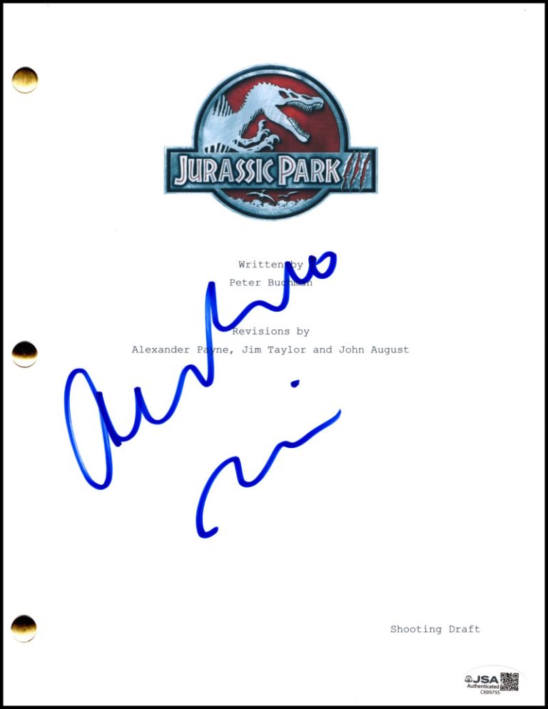 Alessandro Nivola Signed Autograph Jurassic Park 3 Script Screenplay w/ JSA COA