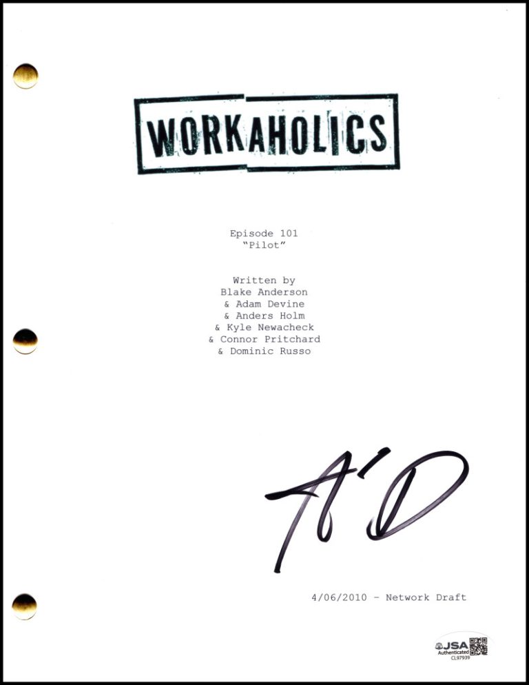 Adam DeVine Signed Autograph Workaholics Full Pilot Script Screenplay w/ JSA COA