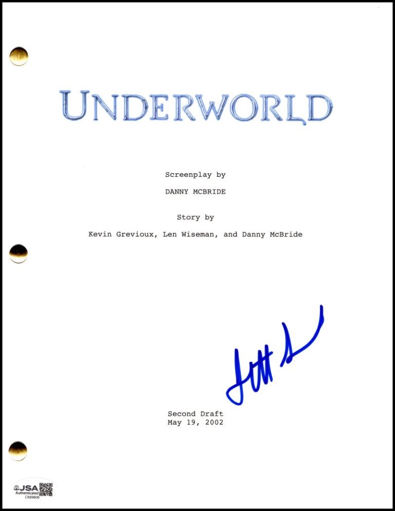 Scott Speedman Signed Autograph Underworld Full Script Screenplay Corvin JSA COA