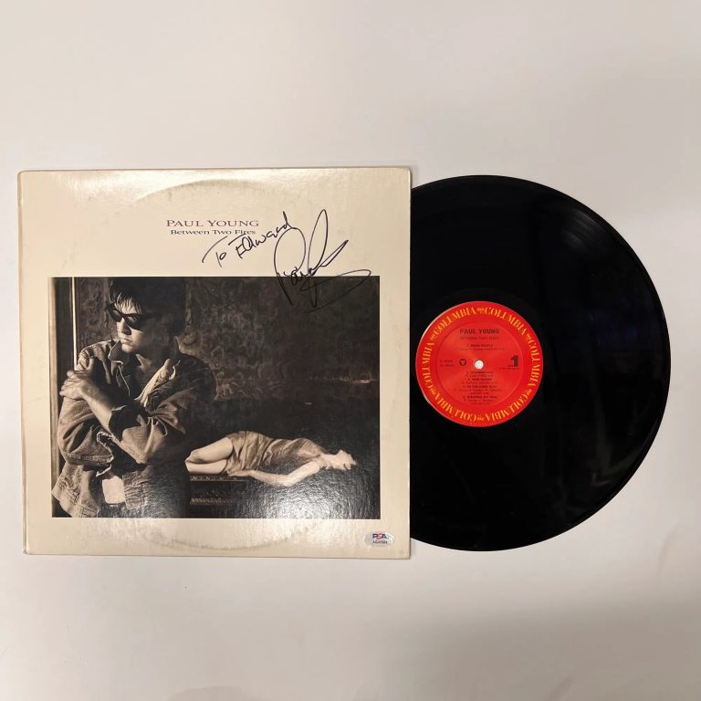 Paul Young  Signed Between Two Fires Vinyl Album PSA Autographed