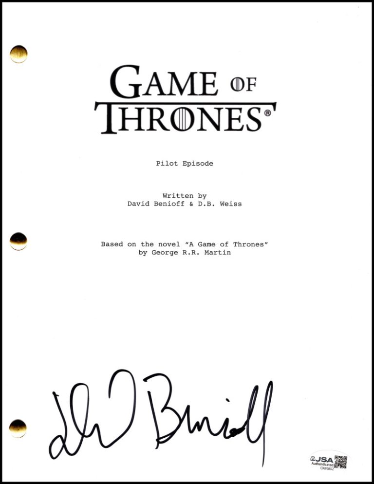 David Benioff Signed Autograph Game of Thrones Pilot Script Screenplay JSA COA