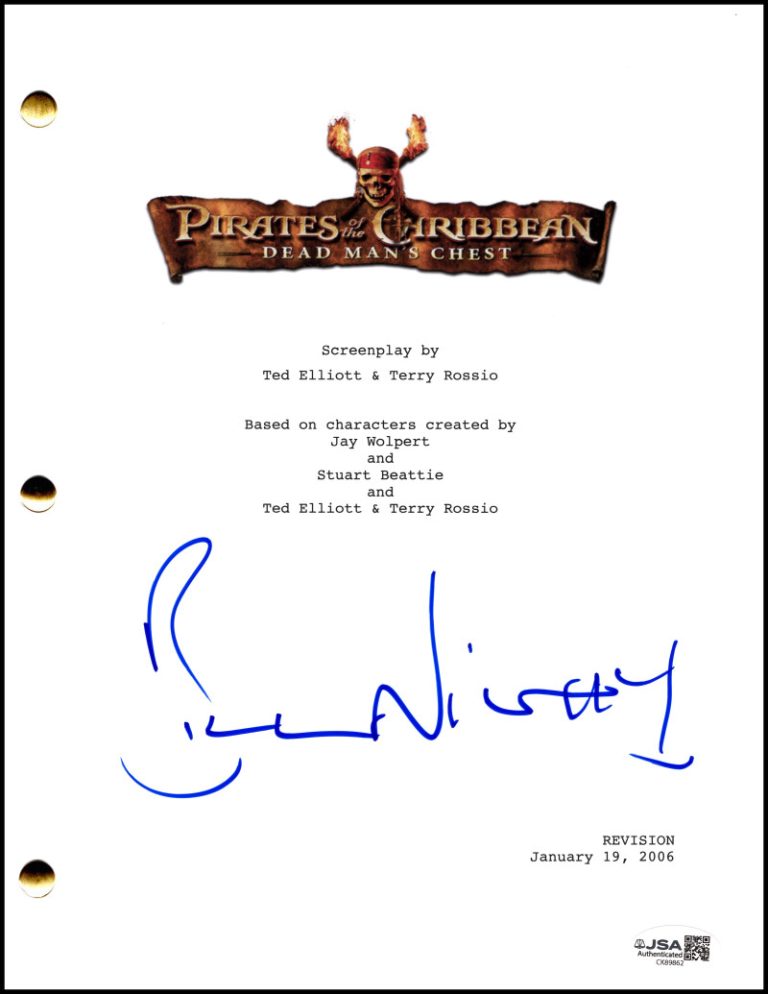 Bill Nighy Signed Autograph Pirates of the Caribbean Script Screenplay - JSA COA