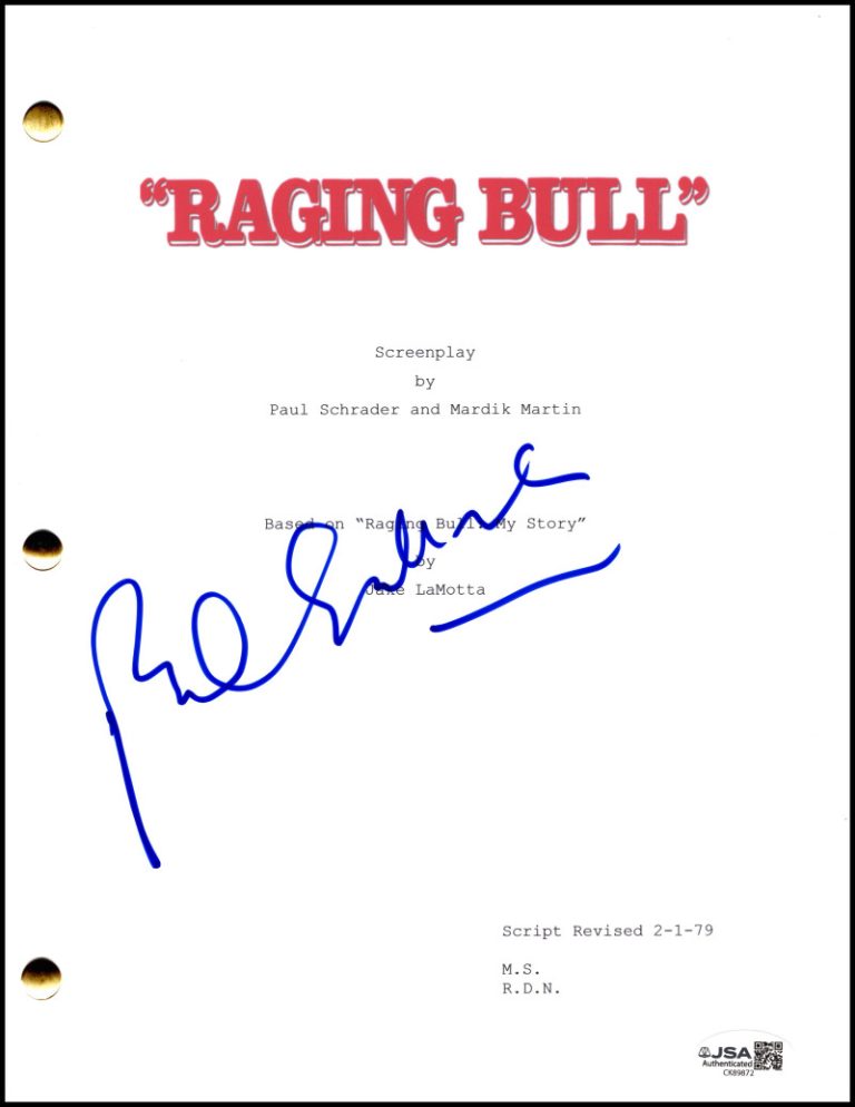 Paul Schrader Signed Autograph Raging Bull Full Movie Script Screenplay JSA COA