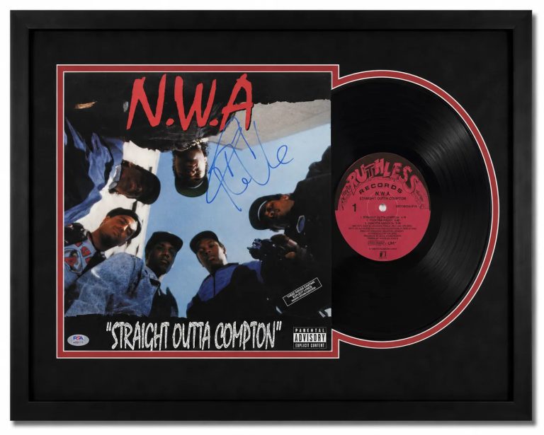 Ice Cube of N.W.A Signed Straight Outta Compton Custom Framed Vinyl Album PSA
