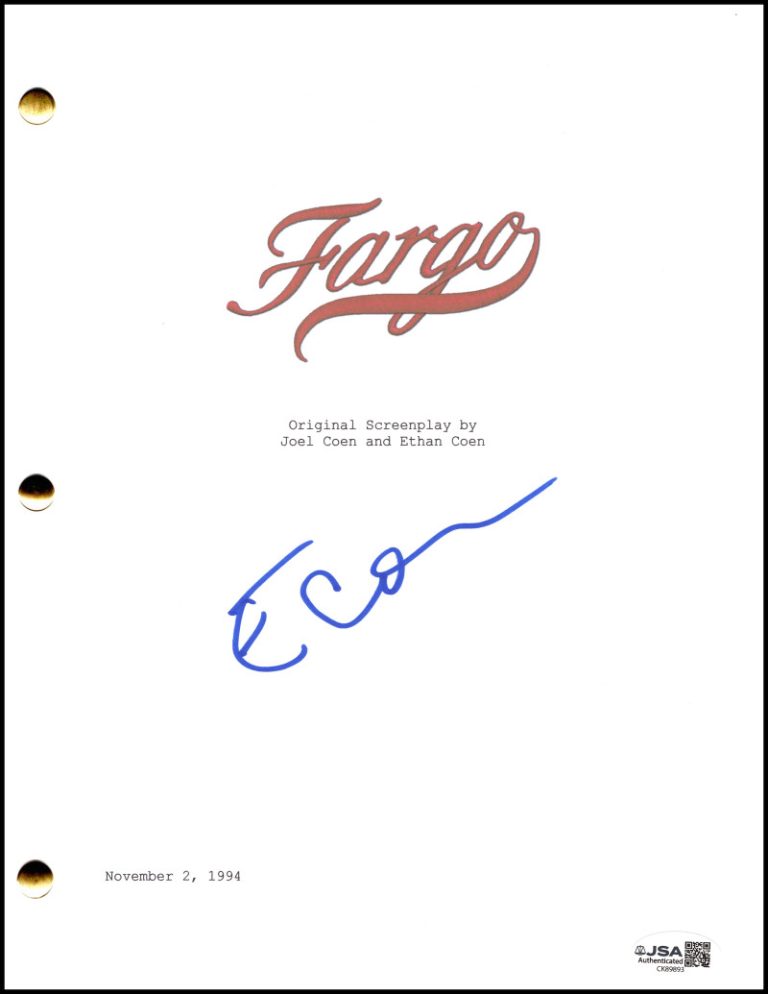Ethan Coen Signed Autograph Fargo Full Movie Script Screenplay w/ JSA COA