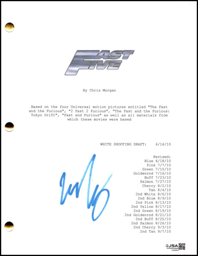 Michelle Rodriguez Signed Autograph Fast Five Script - Letty Ortiz w/ JSA COA