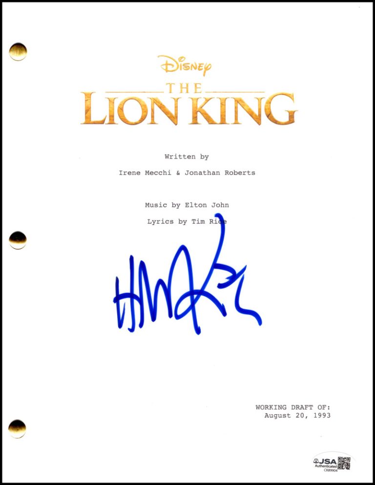 Hans Zimmer Signed Autograph The Lion King Full Script Screenplay w/ JSA COA