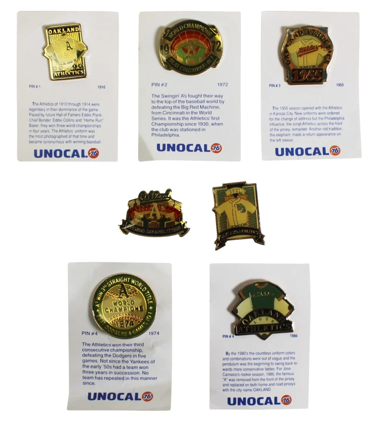 Athletics History Collector Pin Set Un-signed 2
