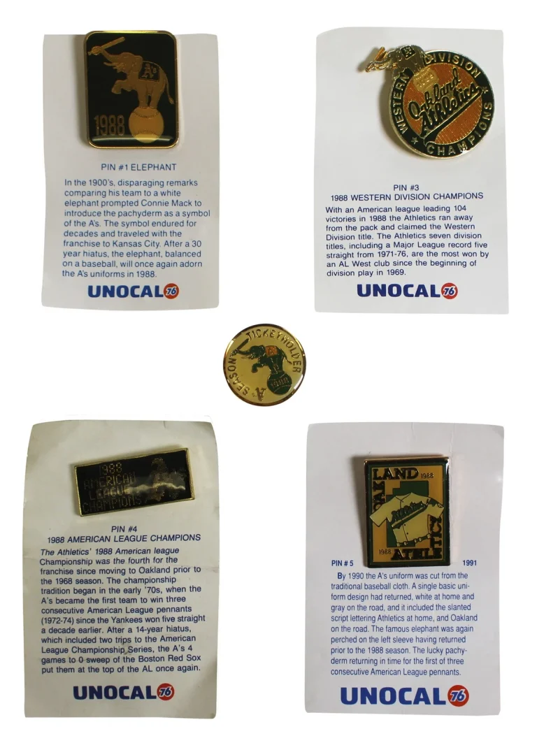 Athletics 1988 Season Collector Pin Set Un-signed 1