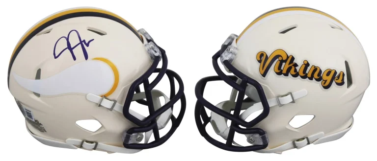Vikings Justin Jefferson Authentic Signed Retro Speed Mini Helmet BAS Witnessed