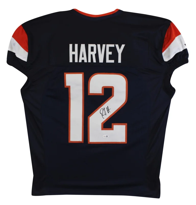 R.J. Harvey Authentic Signed Navy Procut Style Jersey Autographed JSA Witness