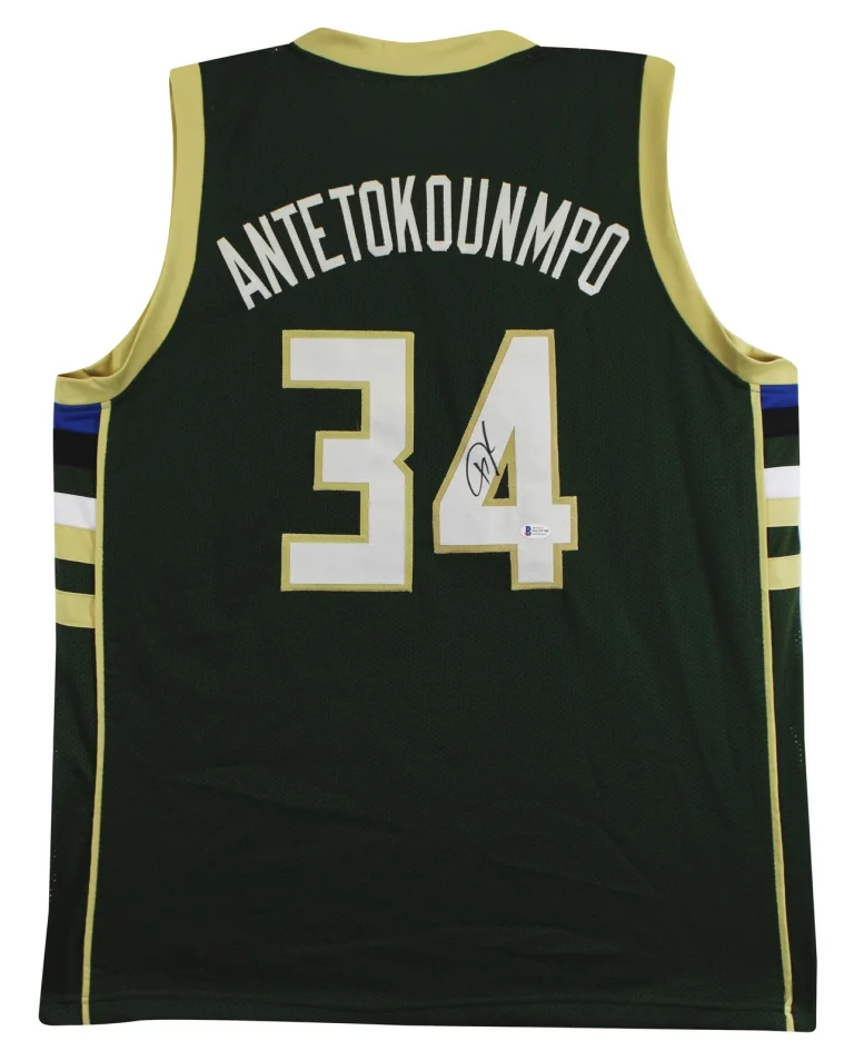 Giannis Antetokounmpo Authentic Signed Green Pro Style Jersey BAS Wit #WG59788