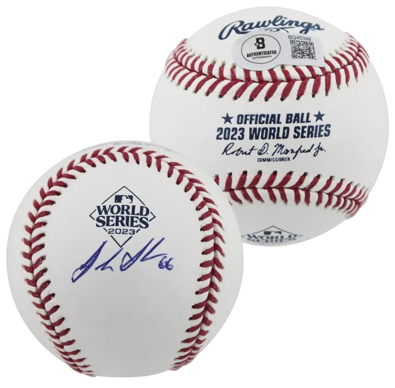 Rangers Josh Sborz Authentic Signed 2023 World Series Logo Baseball BAS #BQ45348