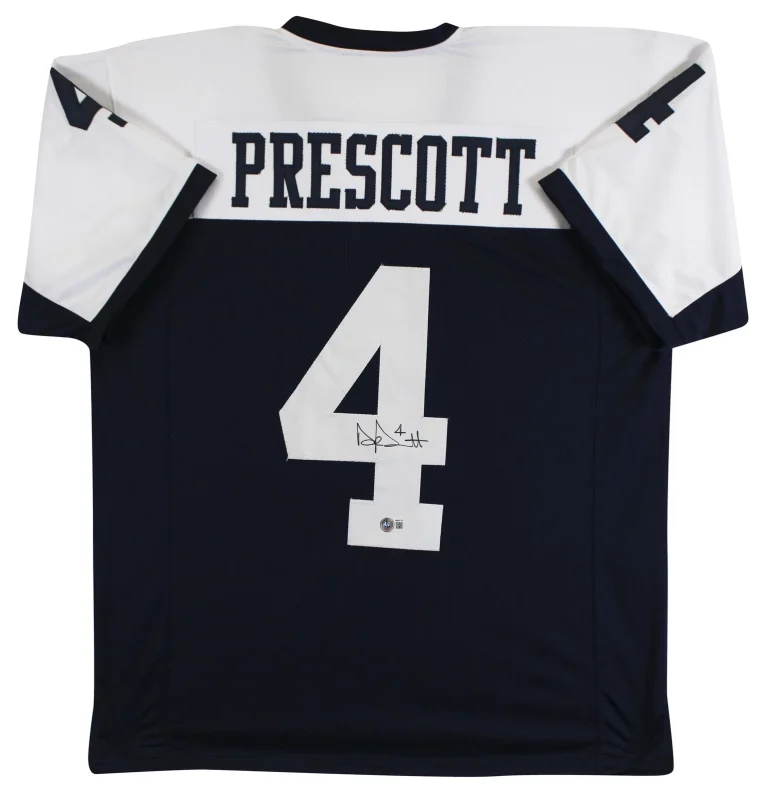 Dak Prescott Authentic Signed Navy Thanksgiving Pro Style Jersey BAS Witnessed
