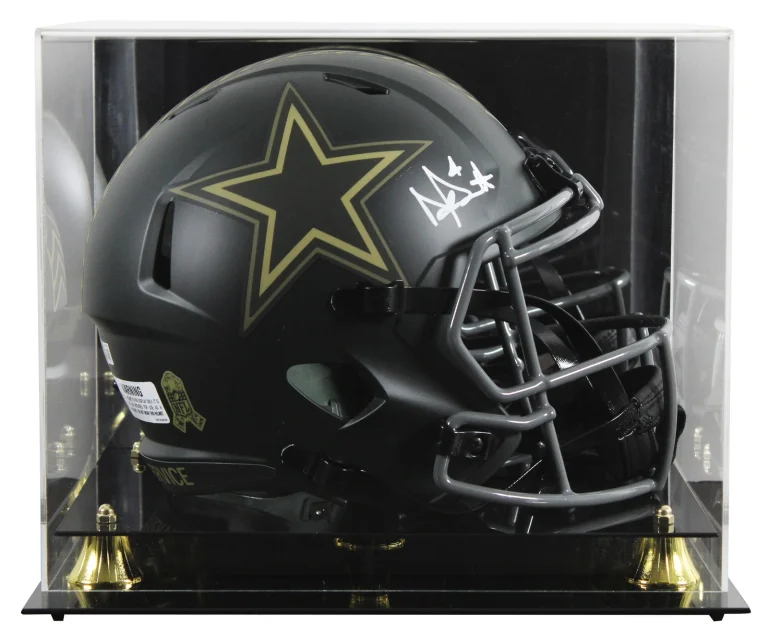 Cowboys Dak Prescott Signed STS IV Full Size Speed Rep Helmet W/ Case BAS Wit