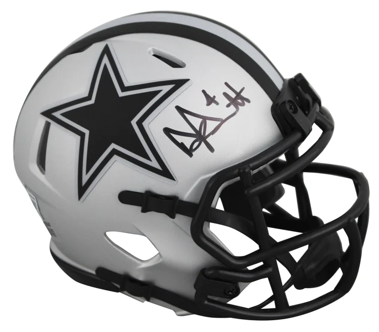 Cowboys Dak Prescott Authentic Signed Rave Speed Mini Helmet BAS Witnessed