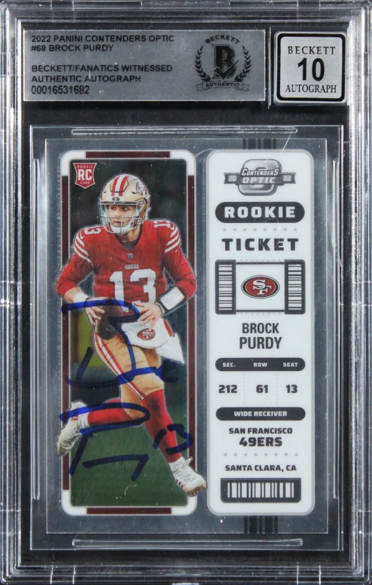 49ers Brock Purdy Signed 2022 Panini Contenders #68 RC Card Auto 10! BAS Slabbed