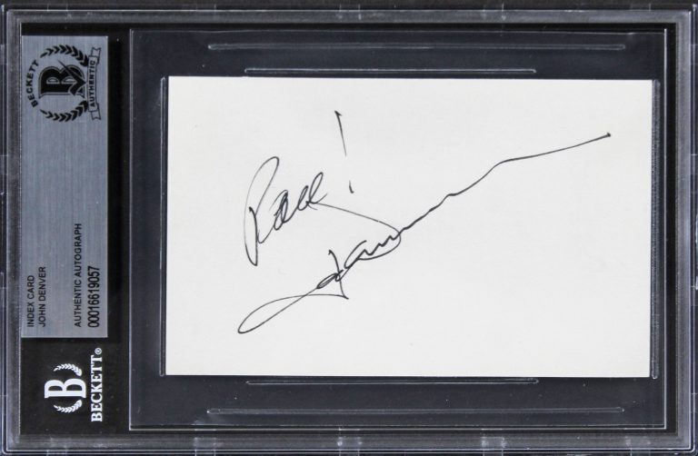John Denver Singer Authentic Signed 3x5 Index Card Autographed BAS Slabbed 2