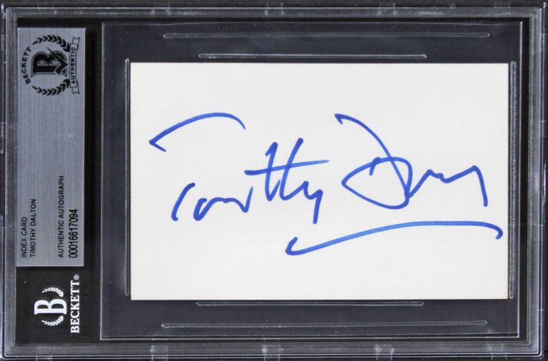 Timothy Dalton James Bond 007 Authentic Signed 3x5 Index Card BAS Slabbed 3