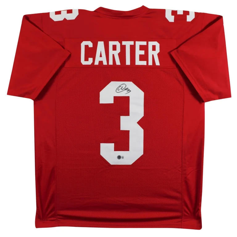 Abdul Carter Authentic Signed Red Pro Style Jersey Autographed BAS Witnessed 2