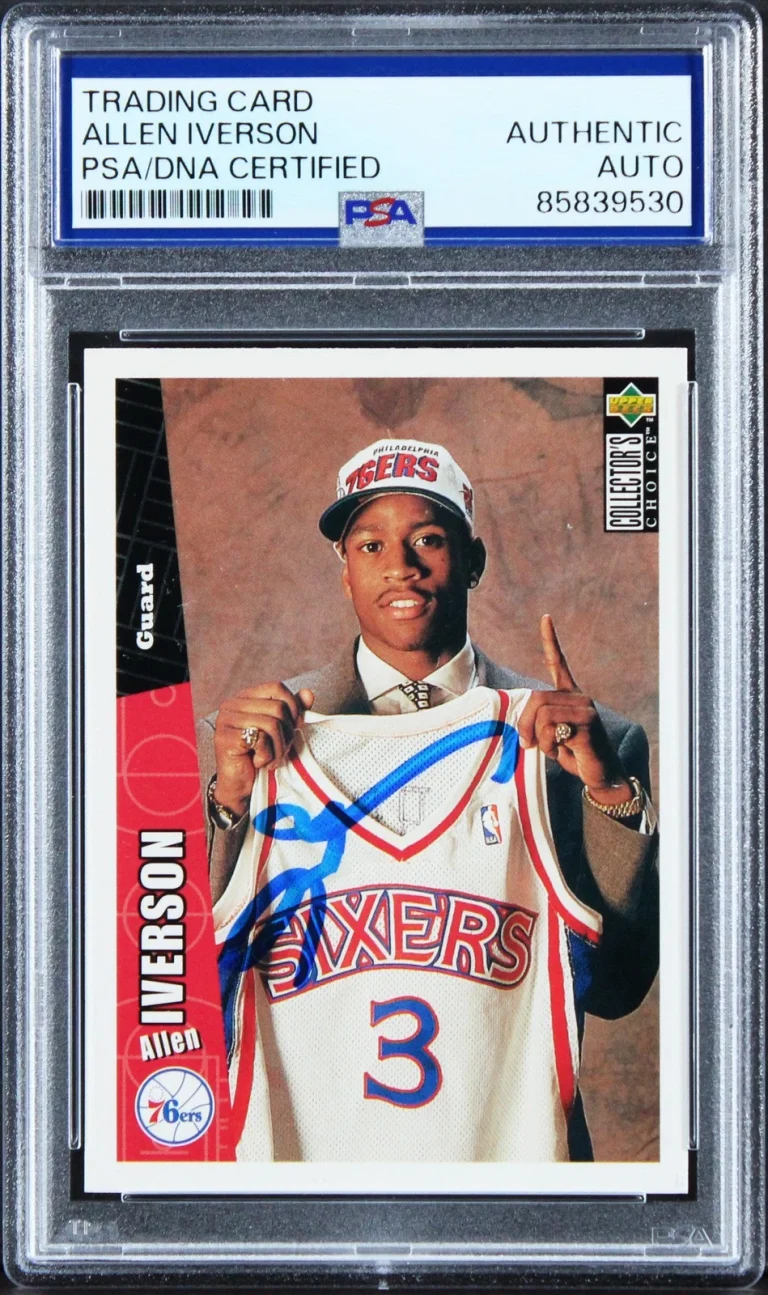 76ers Allen Iverson Signed 1996 Upper Deck CC #301 Rookie Card PSA/DNA Slabbed