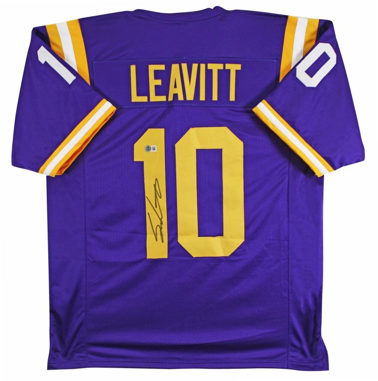 LSU Sam Leavitt Authentic Signed Alternate Purple Pro Style Jersey BAS Witnessed