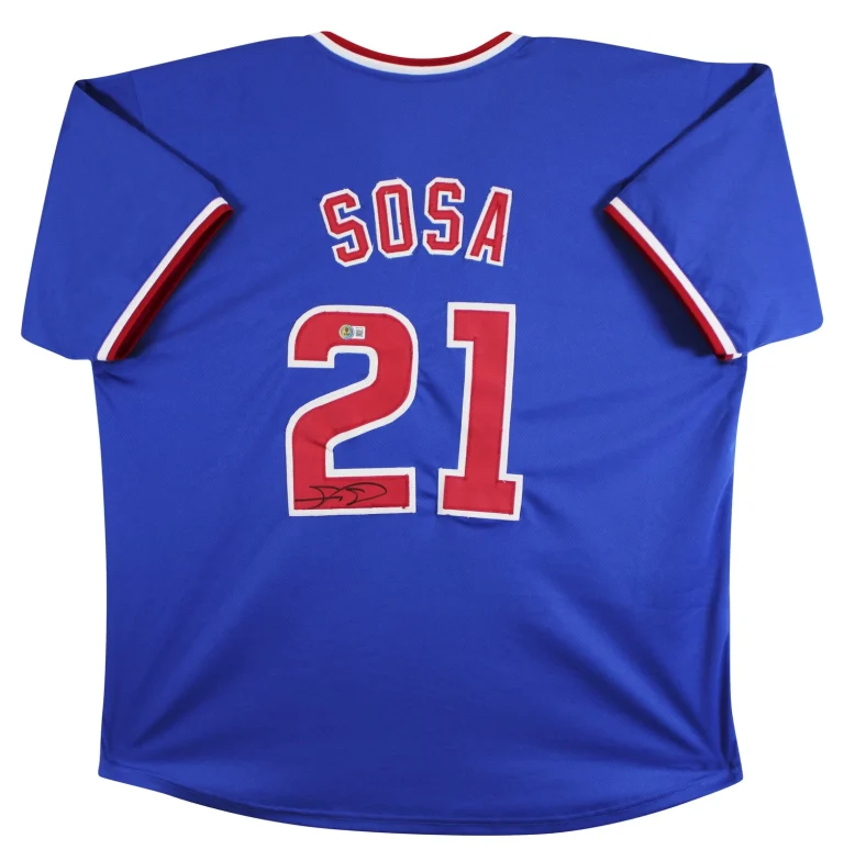 Sammy Sosa Authentic Signed Blue Pro Style Jersey Autographed BAS Witnessed 3
