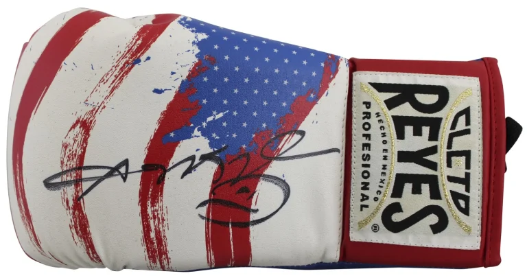 Sugar Ray Leonard Signed American Flag Left Hand Cleto Reyes Boxing Glove BAS