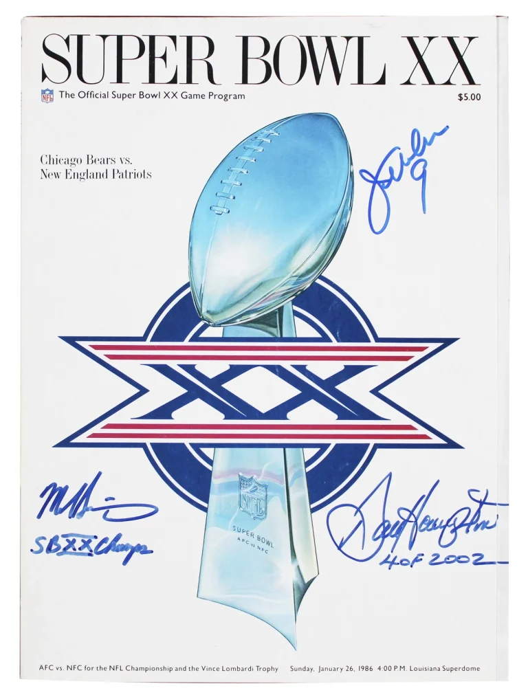 1985 Bears (3) McMahon, Singletary & Hampton Signed Official SB XX Program BAS
