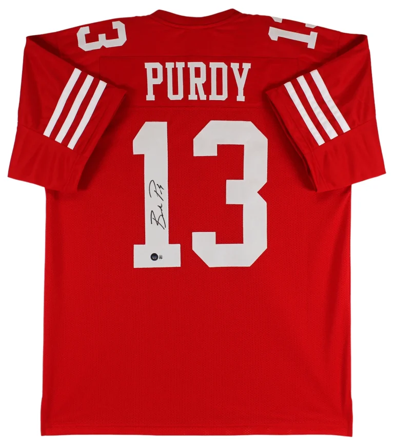 Brock Purdy Authentic Signed Red Pro Style Jersey Autographed BAS Witnessed