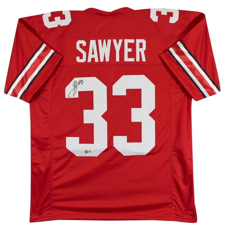 Ohio State Jack Sawyer Authentic Signed Red Pro Style Jersey Autographed BAS 2