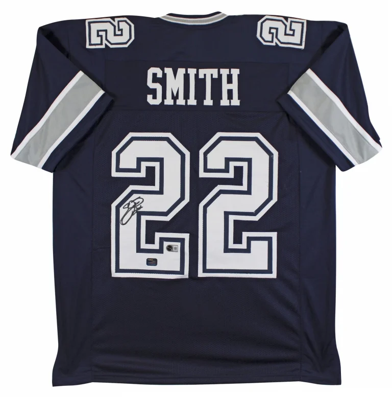 Emmitt Smith Authentic Signed Navy Pro Style Jersey Autographed BAS Witnessed 2