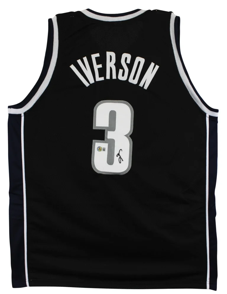 Georgetown Allen Iverson Authentic Signed Black Pro Style Jersey Autographed BAS